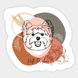 Yorkshire terrier | Happy Fall, y'all! | It's sweater weather! | Hello Pumpkin! Sticker